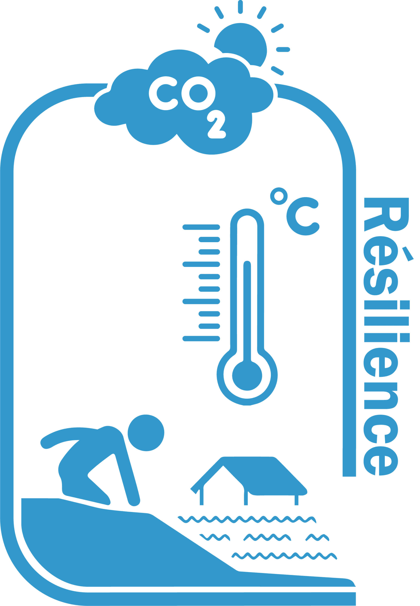 Icône bleue sur le changement climatique et la résilience.