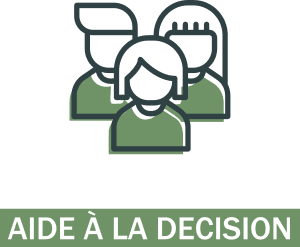 Icône de personnes avec texte aide à la décision.