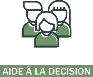 Icône de personnes avec texte aide à la décision.