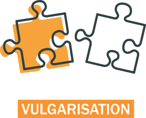 Deux pièces de puzzle avec le mot vulgarisation.